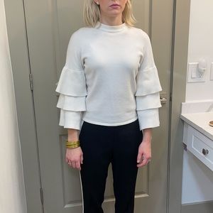 White tiered sleeve sweater